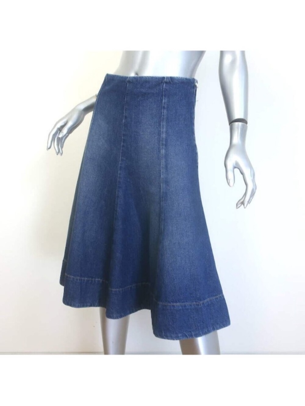 Khaite Denim A-Line Midi Skirt